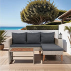 Set divano da esterno a 3 pezzi in vimini di rattan con cuscini grigio scuro - 73.62X48.03