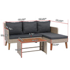 Set divano da esterno a 3 pezzi in vimini di rattan con cuscini grigio scuro - 73.62X48.03