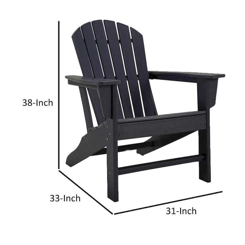 Sedia da esterno Sami da 33 pollici, design a doghe, Adirondack, finitura nera