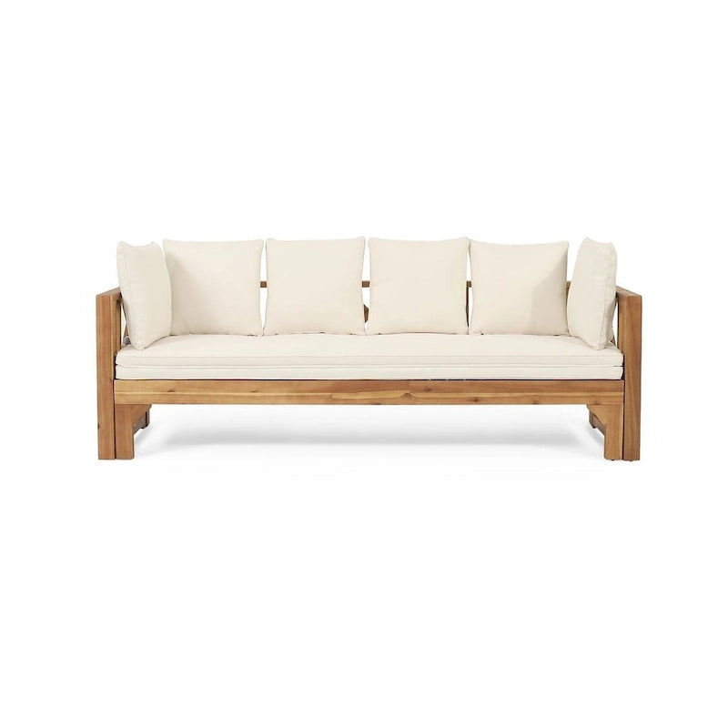 Letto da giorno per esterni in legno di acacia, cuscini resistenti all'acqua di Christopher Knight Home