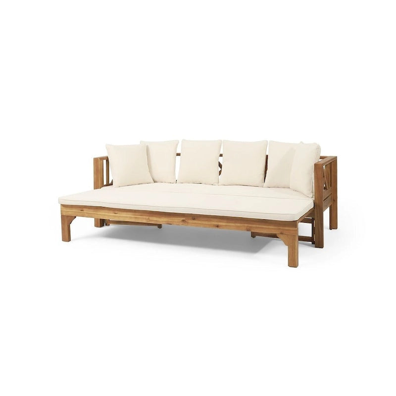 Letto da giorno per esterni in legno di acacia, cuscini resistenti all'acqua di Christopher Knight Home