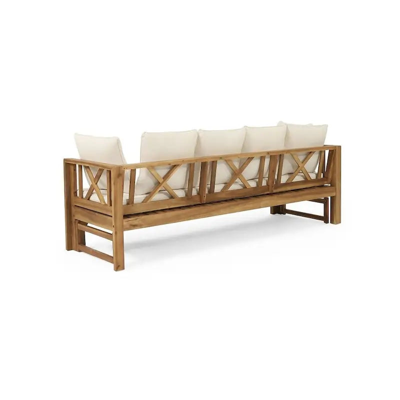 Letto da giorno per esterni in legno di acacia, cuscini resistenti all'acqua di Christopher Knight Home