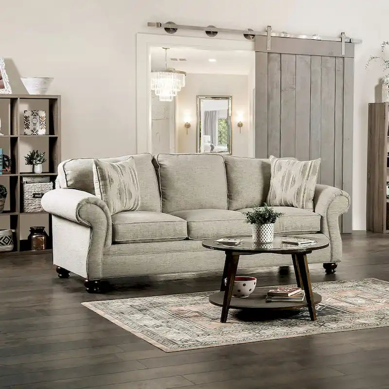 Divano a 2 posti transizionale Chetbert rivestito in tessuto crema di Furniture of America
