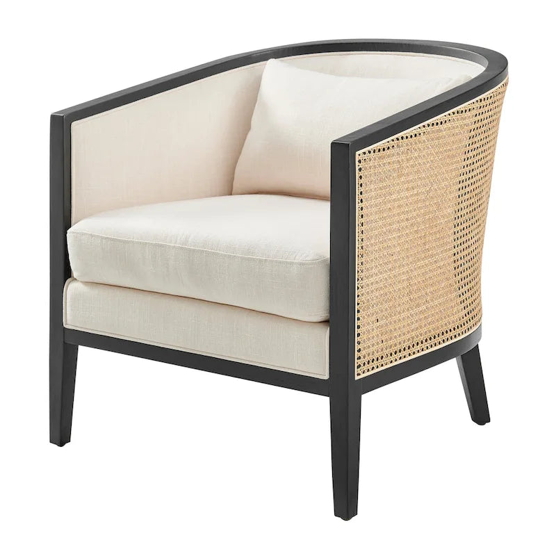 Poltrona d'Appoggio in Lino Tillman con Rattan