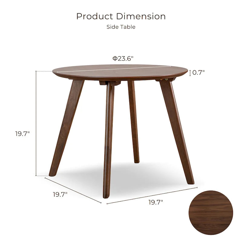 Set composto da sedia accent con schienale ad ala e tavolino Furniture of America Beck, due pezzi, in noce e bouclé, stile metà secolo