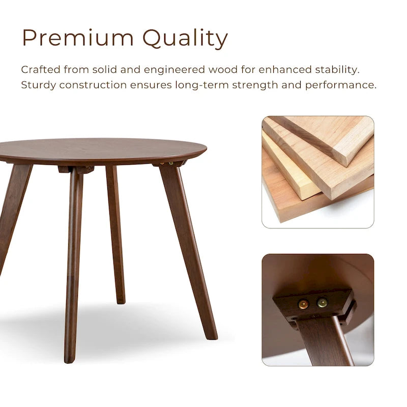 Set composto da sedia accent con schienale ad ala e tavolino Furniture of America Beck, due pezzi, in noce e bouclé, stile metà secolo