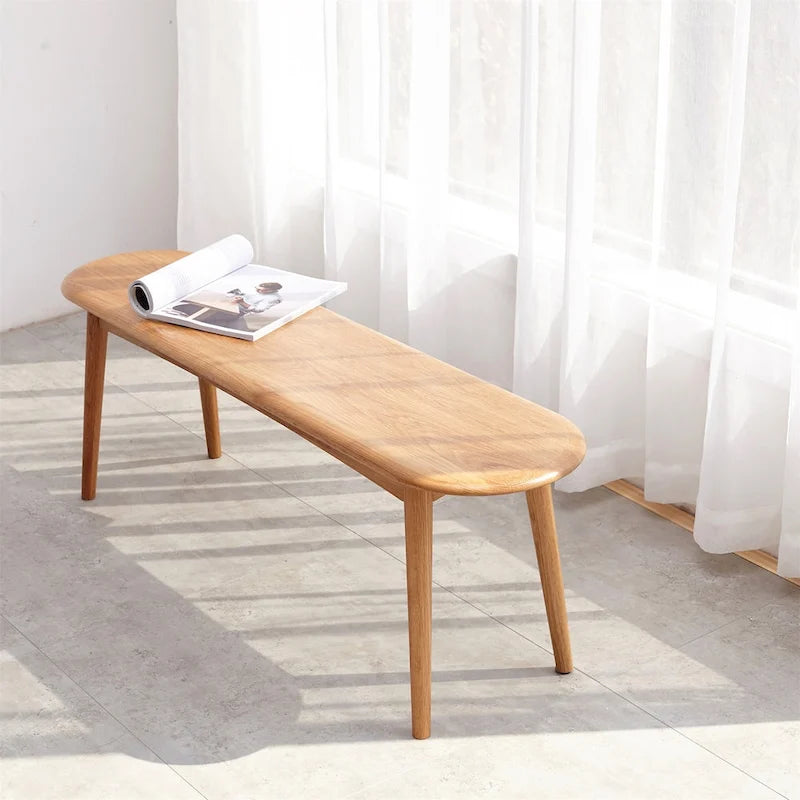 Panca da pranzo in legno di rovere naturale per soggiorno