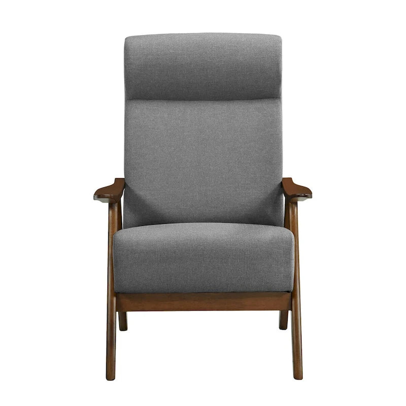 Poltrona Accent Mary da 32 pollici, lino di poliestere grigio chiaro, legno massiccio