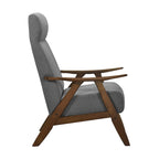 Poltrona Accent Mary da 32 pollici, lino di poliestere grigio chiaro, legno massiccio