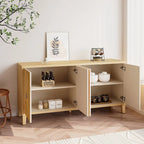 Credenza vintage a 4 ante, mobile contenitore con motivo intagliato, grande buffet con ripiani regolabili, mobile consolle