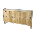 Credenza vintage a 4 ante, mobile contenitore con motivo intagliato, grande buffet con ripiani regolabili, mobile consolle