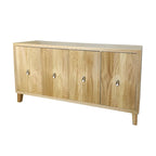 Credenza vintage a 4 ante, mobile contenitore con motivo intagliato, grande buffet con ripiani regolabili, mobile consolle