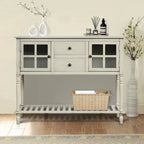 Consolle vintage francese in legno con due ante a vetrina