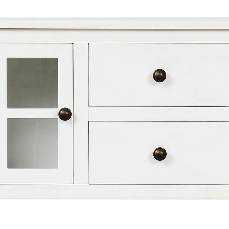 Consolle vintage francese in legno con due ante a vetrina