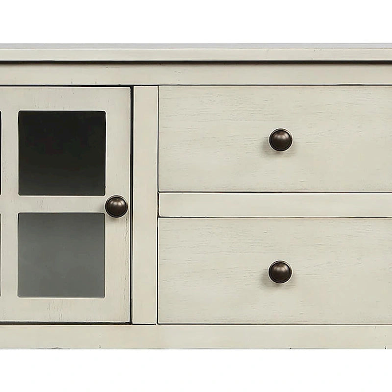 Consolle vintage francese in legno con due ante a vetrina