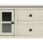Consolle vintage francese in legno con due ante a vetrina