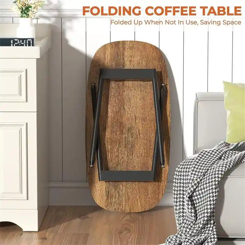 Tavolino da caffè pieghevole, stile rustico country - 31,5D x 15,7W x 17,7H