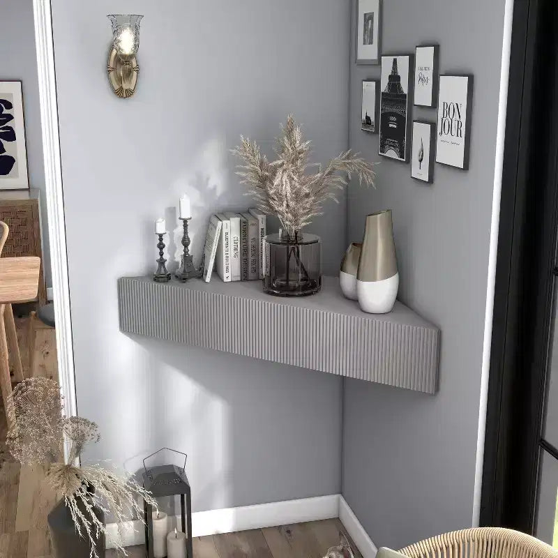 Vondal Porta TV da Parete ad Angolo Moderno Metà Secolo a 3 Ripiani per TV fino a 50"