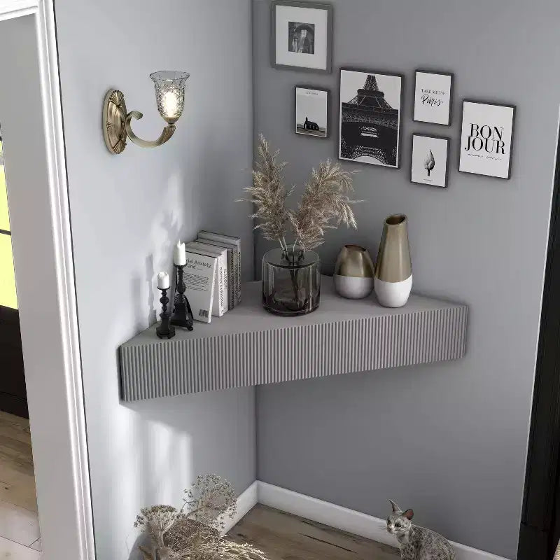 Vondal Porta TV da Parete ad Angolo Moderno Metà Secolo a 3 Ripiani per TV fino a 50"