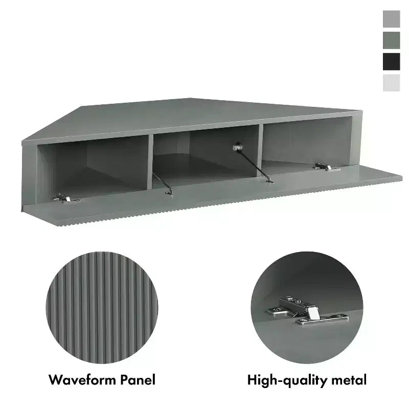 Vondal Porta TV da Parete ad Angolo Moderno Metà Secolo a 3 Ripiani per TV fino a 50"