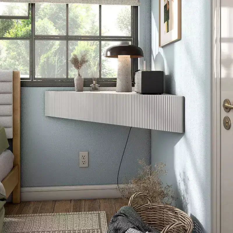 Vondal Porta TV da Parete ad Angolo Moderno Metà Secolo a 3 Ripiani per TV fino a 50"