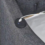 Divano letto imbottito singolo con letto estraibile estensibile singolo e ricarica USB