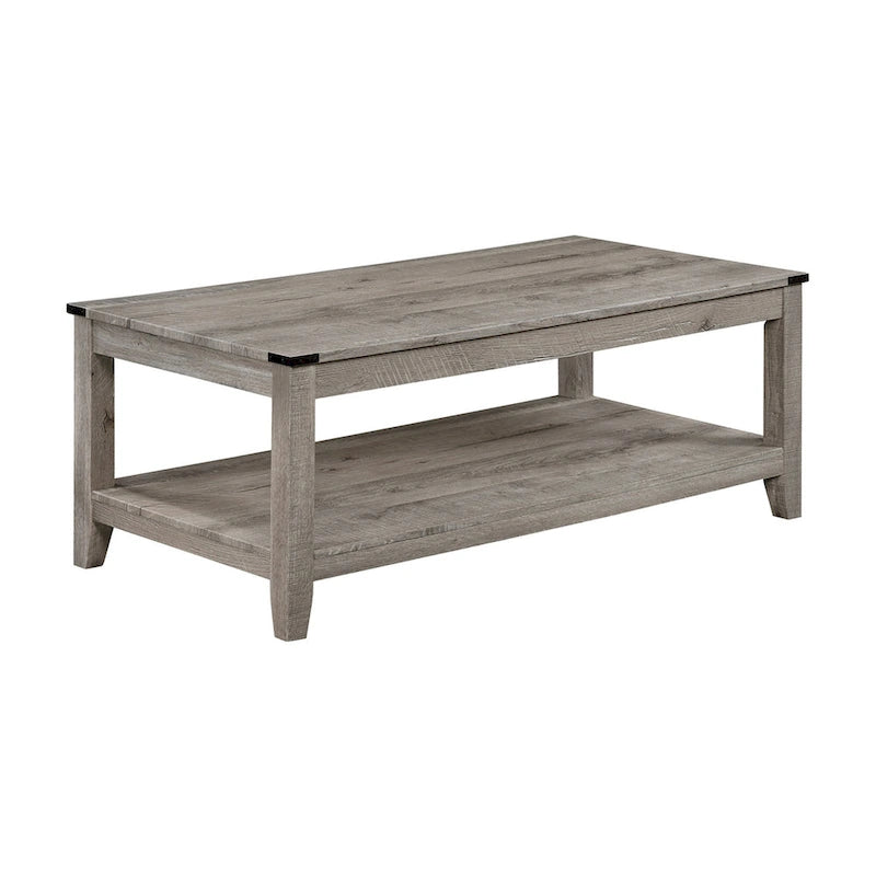 Set Hilton 3 pezzi con tavolino da caffè e tavolini laterali, legno, ripiano portaoggetti, finitura beige