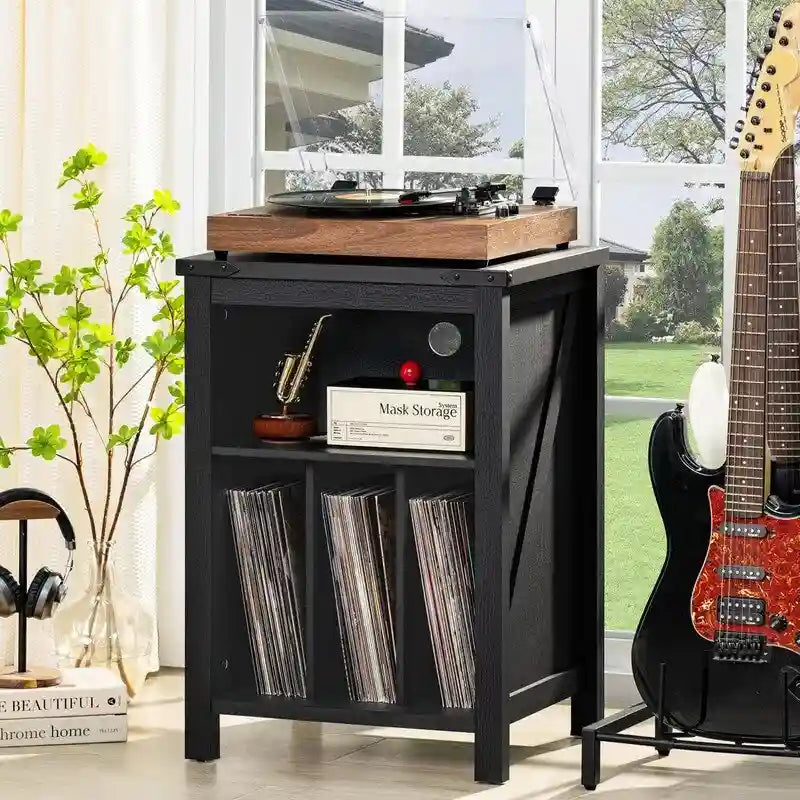Mobile per giradischi con contenitore per dischi in vinile - 15,74P x 19,68L x 29,01A