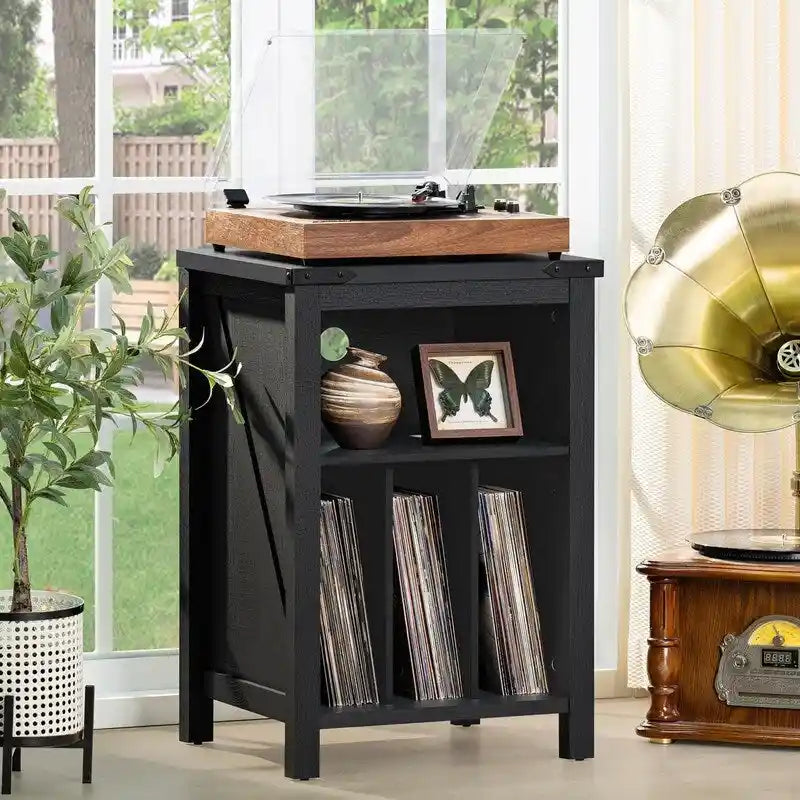 Mobile per giradischi con contenitore per dischi in vinile - 15,74P x 19,68L x 29,01A