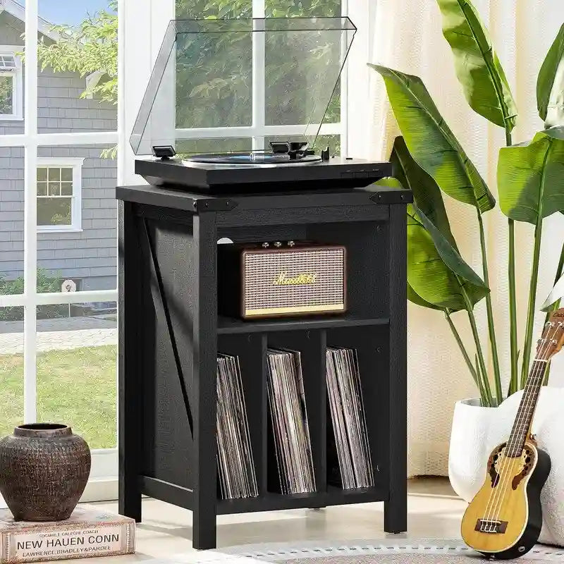 Mobile per giradischi con contenitore per dischi in vinile - 15,74P x 19,68L x 29,01A