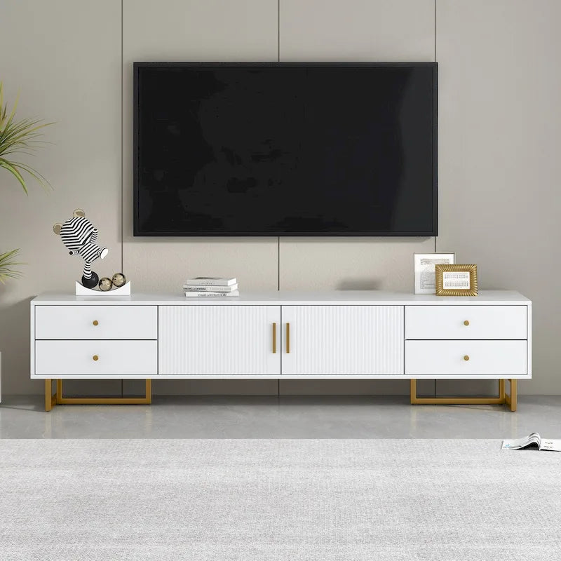 Meuble TV pour téléviseur de 65 pouces et plus, meuble console TV, meuble TV moderne avec rangement, meuble TV pour salon