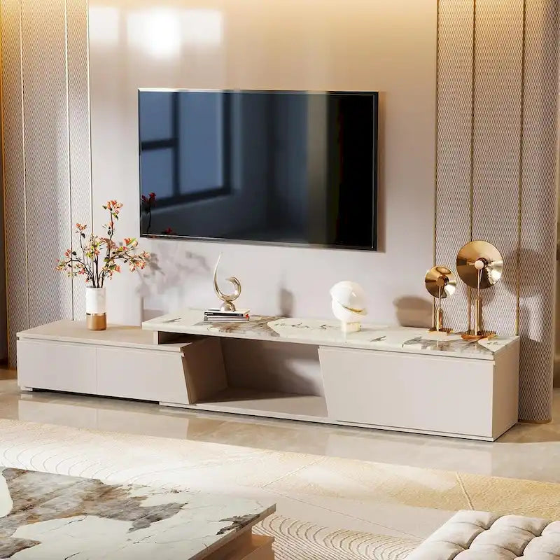 Mobile TV allungabile da 70.9 - 105 W, Centro Intrattenimento Moderno Extra Lungo con 3 Cassetti