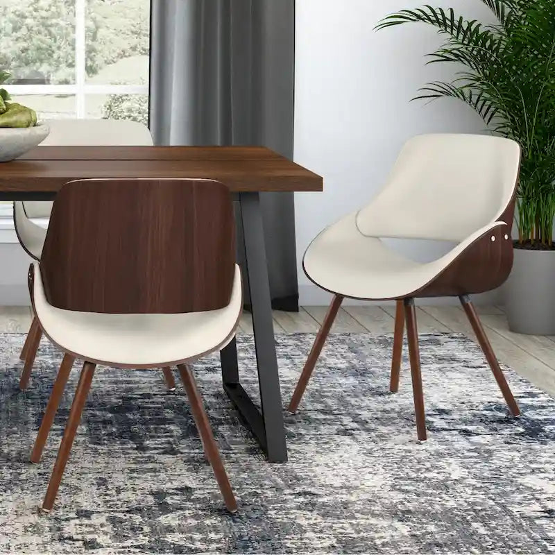 WYNDENHALL Malone Bentwood Dining Chair in Cream Faux Leather - 22.8 D x 20.9 W x 30.9H