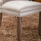 Sedia da pranzo di lusso con schienale trapuntato, rivestimento in velluto contemporaneo, gambe in legno massello e borchie decorative, set da 2 pezzi