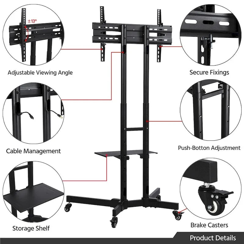 Supporto Carrello TV Yaheetech per Schermi Piatti LCD da 32 a 75 Pollici
