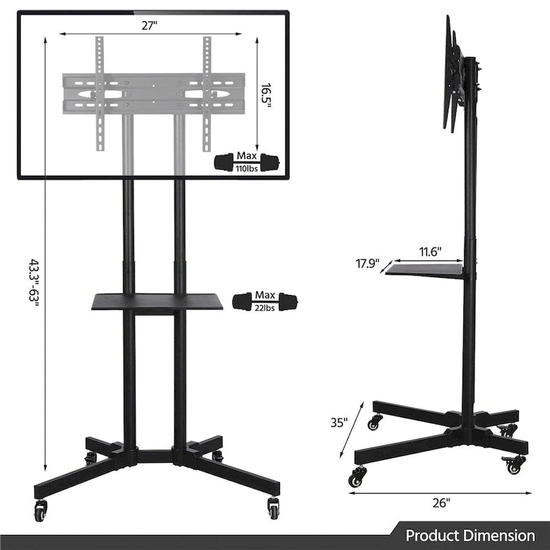 Supporto Carrello TV Yaheetech per Schermi Piatti LCD da 32 a 75 Pollici