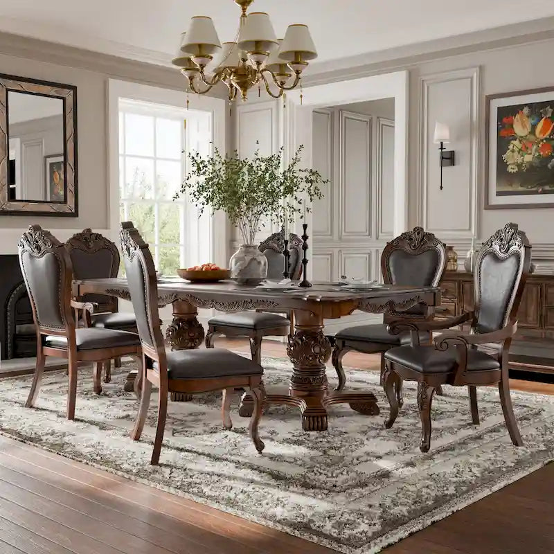 Set da pranzo espandibile 7 pezzi in legno massello tradizionale Eugene Furniture of America