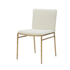Cid Abby 19 Inch Side Dining Chair, Off White, Brass Gold Finished Legs