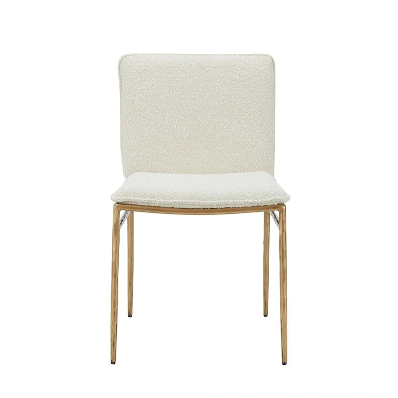 Sedia da pranzo Cid Abby da 19 pollici, bianco sporco, gambe con finitura in ottone dorato