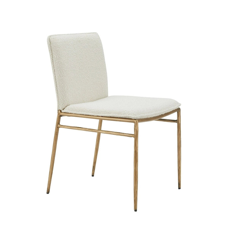 Sedia da pranzo Cid Abby da 19 pollici, bianco sporco, gambe con finitura in ottone dorato