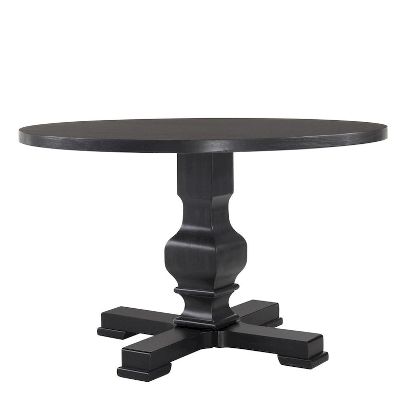 Tavolo da pranzo HomeRoots 47 con base a piedistallo arrotondata in legno massello nero