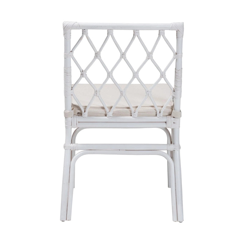 Sedia da pranzo Carwyn Bohemian in rattan bianco