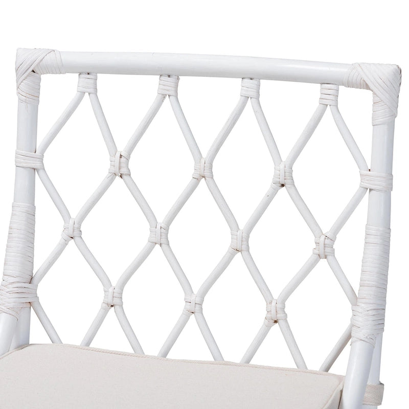 Sedia da pranzo Carwyn Bohemian in rattan bianco