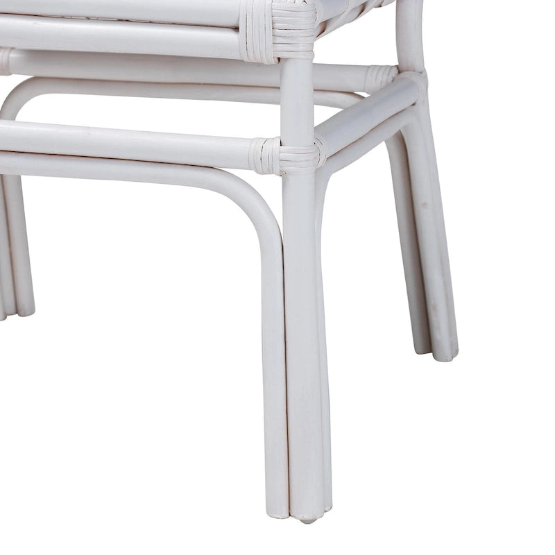 Sedia da pranzo Carwyn Bohemian in rattan bianco