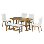 Set da pranzo 6 pezzi allungabile per 6 persone con base a ripiani stile rustico