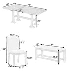 Set da pranzo 6 pezzi allungabile per 6 persone con base a ripiani stile rustico
