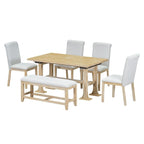Set da pranzo 6 pezzi allungabile per 6 persone con base a ripiani stile rustico