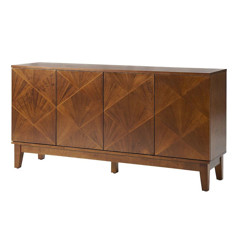 Madia Ofelia di HULALA HOME, Stile Mid-century anni '60 con Fantasia Geometrica Larga e Ripiani Regolabili