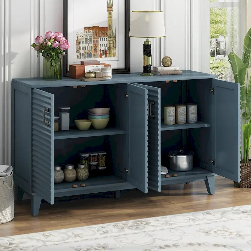 Credenza grande con ripiani regolabili e maniglie in metallo