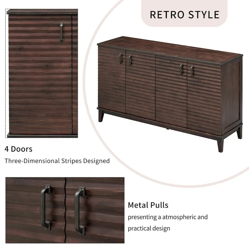 Credenza grande con ripiani regolabili e maniglie in metallo